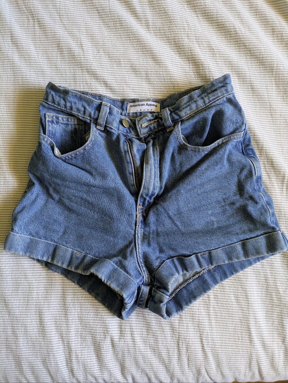 American Apparel Blue High-Waist Denim Jean Shorts 27